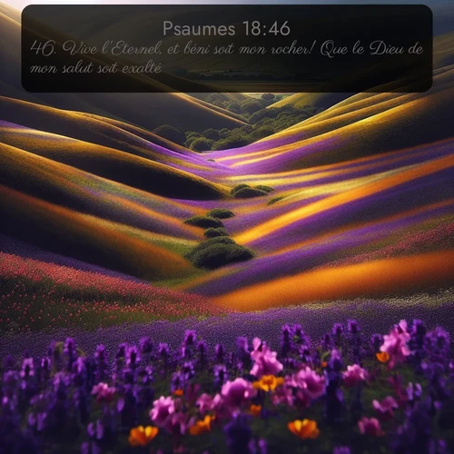 Segond Psaumes  ; image nature: image avec le verset biblique :Vive l&#039;Eternel, et béni soit mon rocher! Que le Dieu de mon salut soit exalté, ;  ; 18:46