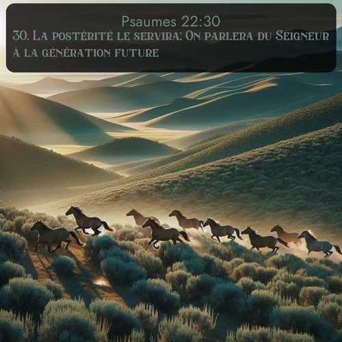 Segond Psaumes  ; image nature: image avec le verset biblique :La postérité le servira; On parlera du Seigneur à la génération future. ;  ; 22:30
