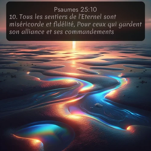 Segond Psaumes  ; image nature: image avec le verset biblique :Tous les sentiers de l&#039;Eternel sont miséricorde et fidélité, Pour ceux qui gardent son alliance et ses commandements. ;  ; 25:10
