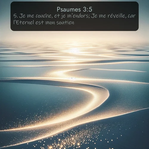 Segond Psaumes  ; image nature: image avec le verset biblique :Je me couche, et je m&#039;endors; Je me réveille, car l&#039;Eternel est mon soutien. ;  ; 3:5