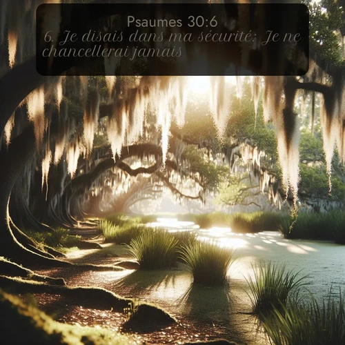 Segond Psaumes  ; image nature: image avec le verset biblique :Je disais dans ma sécurité: Je ne chancellerai jamais! ;  ; 30:6