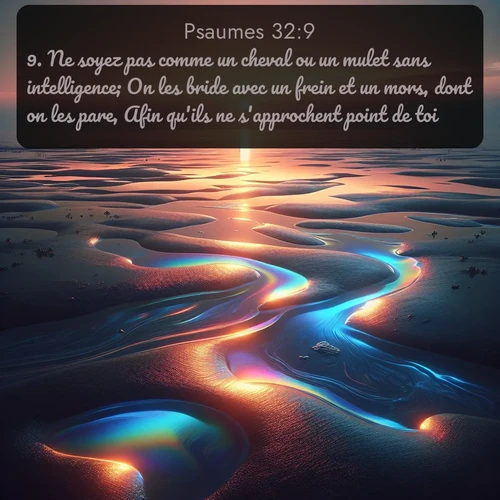 Segond Psaumes  ; image nature: image avec le verset biblique :Ne soyez pas comme un cheval ou un mulet sans intelligence; On les bride avec un frein et un mors, dont on les pare, Afin qu&#039;ils ne s&#039;approchent point de toi. ;  ; 32:9