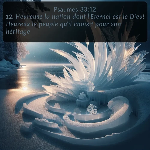 Segond Psaumes  ; image nature: image avec le verset biblique :Heureuse la nation dont l&#039;Eternel est le Dieu! Heureux le peuple qu&#039;il choisit pour son héritage! ;  ; 33:12