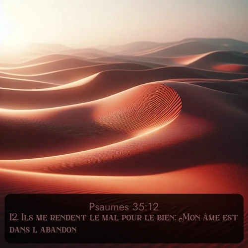 Segond Psaumes  ; image nature: image avec le verset biblique :Ils me rendent le mal pour le bien: Mon âme est dans l&#039;abandon. ;  ; 35:12