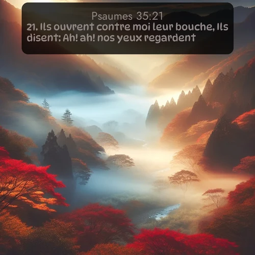 Segond Psaumes  ; image nature: image avec le verset biblique :Ils ouvrent contre moi leur bouche, Ils disent: Ah! ah! nos yeux regardent! - ;  ; 35:21