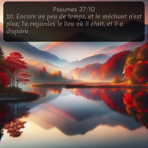 Segond Psaumes  ; image nature: image avec le verset biblique :Encore un peu de temps, et le méchant n&#039;est plus; Tu regardes le lieu où il était, et il a disparu. ;  ; 37:10