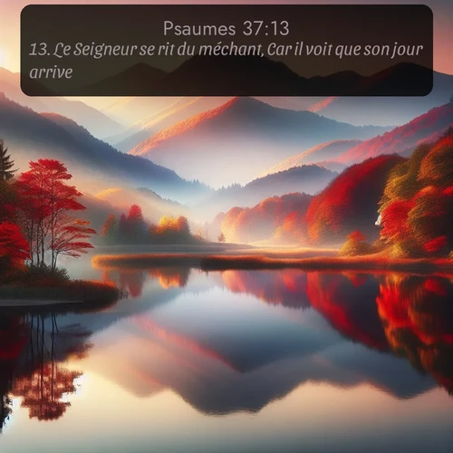Segond Psaumes  ; image nature: image avec le verset biblique :Le Seigneur se rit du méchant, Car il voit que son jour arrive. ;  ; 37:13