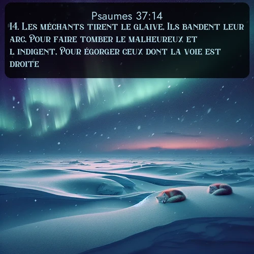 Segond Psaumes  ; image nature: image avec le verset biblique :Les méchants tirent le glaive, Ils bandent leur arc, Pour faire tomber le malheureux et l&#039;indigent, Pour égorger ceux dont la voie est droite. ;  ; 37:14
