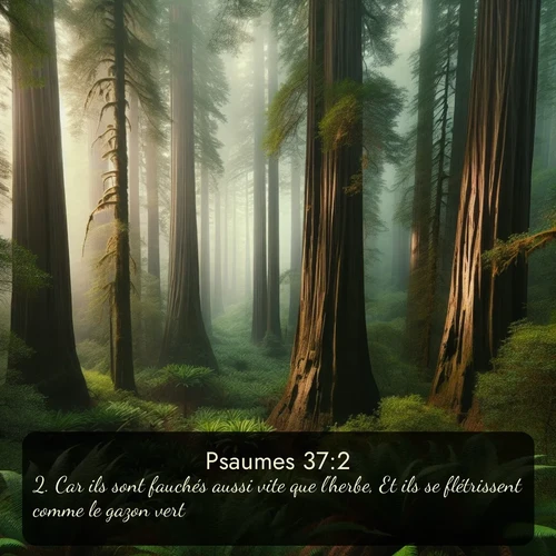 Segond Psaumes  ; image nature: image avec le verset biblique :Car ils sont fauchés aussi vite que l&#039;herbe, Et ils se flétrissent comme le gazon vert. ;  ; 37:2