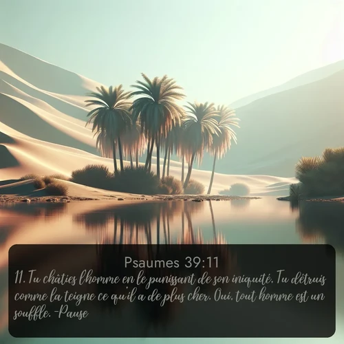 Segond Psaumes  ; image nature: image avec le verset biblique :Tu châties l&#039;homme en le punissant de son iniquité, Tu détruis comme la teigne ce qu&#039;il a de plus cher. Oui, tout homme est un souffle. -Pause. ;  ; 39:11
