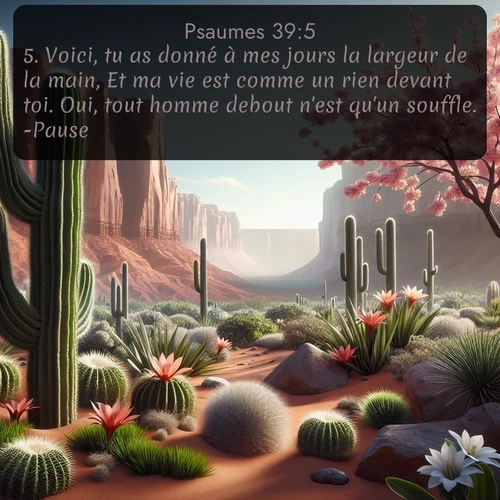 Segond Psaumes  ; image nature: image avec le verset biblique :Voici, tu as donné à mes jours la largeur de la main, Et ma vie est comme un rien devant toi. Oui, tout homme debout n&#039;est qu&#039;un souffle. -Pause. ;  ; 39:5