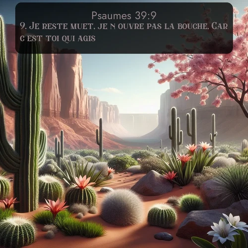 Segond Psaumes  ; image nature: image avec le verset biblique :Je reste muet, je n&#039;ouvre pas la bouche, Car c&#039;est toi qui agis. ;  ; 39:9