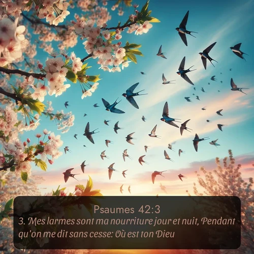 Segond Psaumes  ; image nature: image avec le verset biblique :Mes larmes sont ma nourriture jour et nuit, Pendant qu&#039;on me dit sans cesse: Où est ton Dieu? ;  ; 42:3