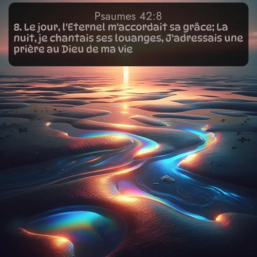 Segond Psaumes  ; image nature: image avec le verset biblique :Le jour, l&#039;Eternel m&#039;accordait sa grâce; La nuit, je chantais ses louanges, J&#039;adressais une prière au Dieu de ma vie. ;  ; 42:8