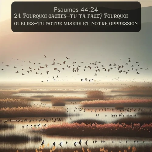 Segond Psaumes  ; image nature: image avec le verset biblique :Pourquoi caches-tu ta face? Pourquoi oublies-tu notre misère et notre oppression? ;  ; 44:24