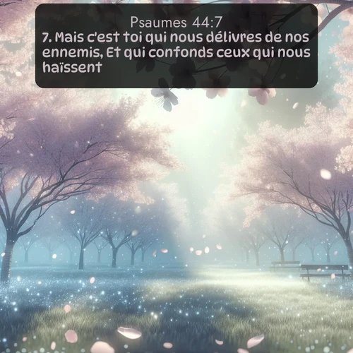 Segond Psaumes  ; image nature: image avec le verset biblique :Mais c&#039;est toi qui nous délivres de nos ennemis, Et qui confonds ceux qui nous haïssent. ;  ; 44:7