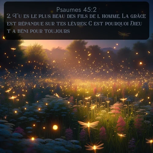 Segond Psaumes  ; image nature: image avec le verset biblique :Tu es le plus beau des fils de l&#039;homme, La grâce est répandue sur tes lèvres: C&#039;est pourquoi Dieu t&#039;a béni pour toujours. ;  ; 45:2