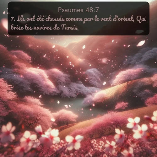Segond Psaumes  ; image nature: image avec le verset biblique :Ils ont été chassés comme par le vent d&#039;orient, Qui brise les navires de Tarsis. ;  ; 48:7