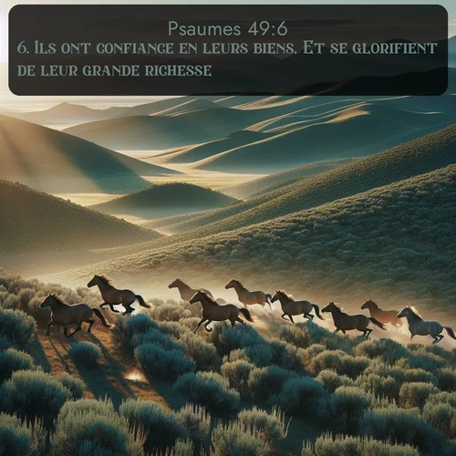 Segond Psaumes  ; image nature: image avec le verset biblique :Ils ont confiance en leurs biens, Et se glorifient de leur grande richesse. ;  ; 49:6