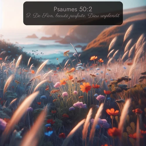 Segond Psaumes  ; image nature: image avec le verset biblique :De Sion, beauté parfaite, Dieu resplendit. ;  ; 50:2