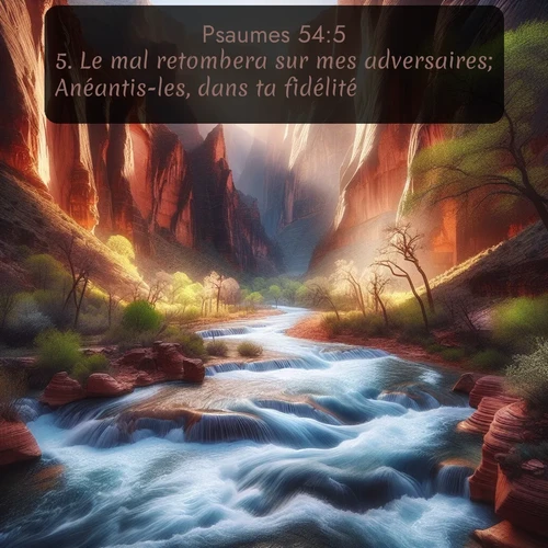 Segond Psaumes  ; image nature: image avec le verset biblique :Le mal retombera sur mes adversaires; Anéantis-les, dans ta fidélité! ;  ; 54:5