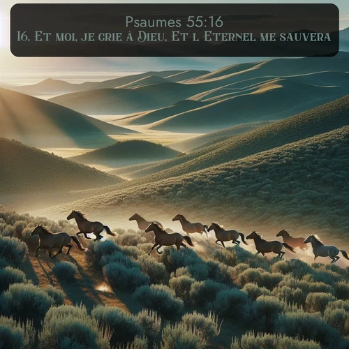 Segond Psaumes  ; image nature: image avec le verset biblique :Et moi, je crie à Dieu, Et l&#039;Eternel me sauvera. ;  ; 55:16