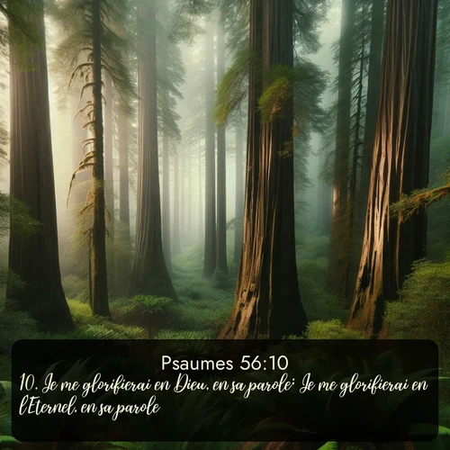 Segond Psaumes  ; image nature: image avec le verset biblique :Je me glorifierai en Dieu, en sa parole; Je me glorifierai en l&#039;Eternel, en sa parole; ;  ; 56:10