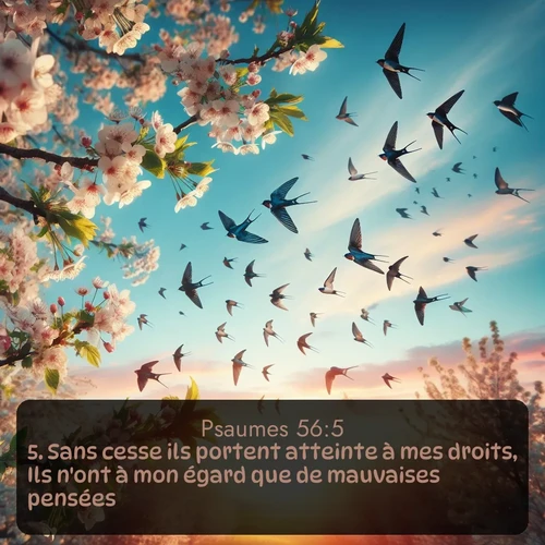 Segond Psaumes  ; image nature: image avec le verset biblique :Sans cesse ils portent atteinte à mes droits, Ils n&#039;ont à mon égard que de mauvaises pensées. ;  ; 56:5