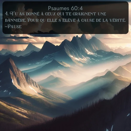 Segond Psaumes  ; image nature: image avec le verset biblique :Tu as donné à ceux qui te craignent une bannière, Pour qu&#039;elle s&#039;élève à cause de la vérité. -Pause. ;  ; 60:4