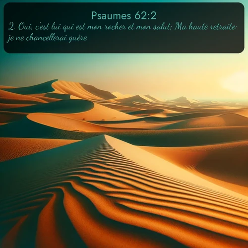 Segond Psaumes  ; image nature: image avec le verset biblique :Oui, c&#039;est lui qui est mon rocher et mon salut; Ma haute retraite: je ne chancellerai guère. ;  ; 62:2