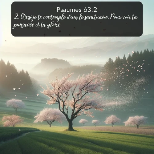 Segond Psaumes  ; image nature: image avec le verset biblique :Ainsi je te contemple dans le sanctuaire, Pour voir ta puissance et ta gloire. ;  ; 63:2
