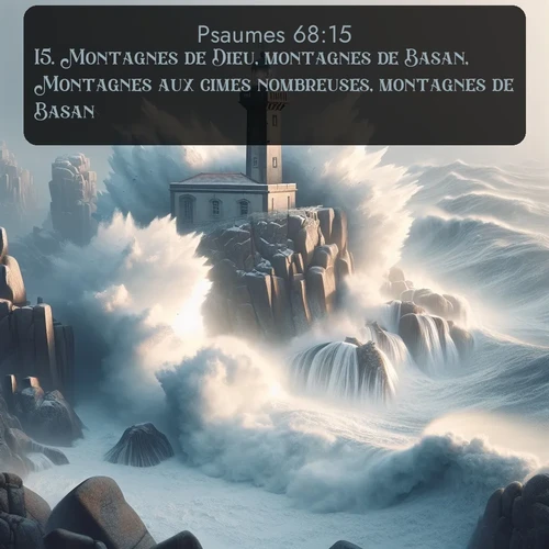 Segond Psaumes  ; image nature: image avec le verset biblique :Montagnes de Dieu, montagnes de Basan, Montagnes aux cimes nombreuses, montagnes de Basan, ;  ; 68:15
