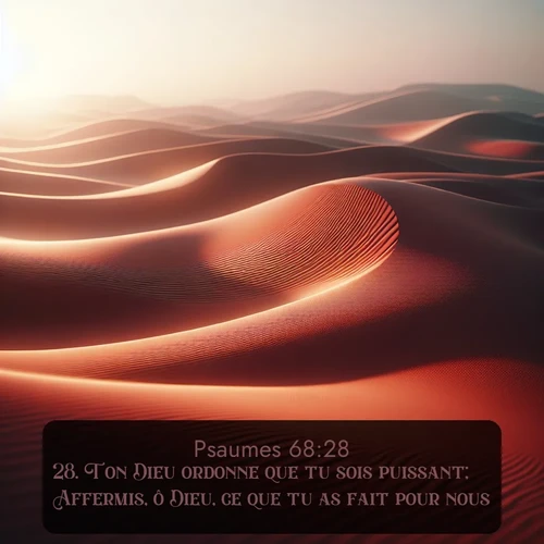 Segond Psaumes  ; image nature: image avec le verset biblique :Ton Dieu ordonne que tu sois puissant; Affermis, ô Dieu, ce que tu as fait pour nous! ;  ; 68:28