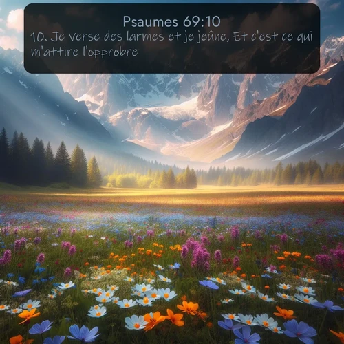 Segond Psaumes  ; image nature: image avec le verset biblique :Je verse des larmes et je jeûne, Et c&#039;est ce qui m&#039;attire l&#039;opprobre; ;  ; 69:10