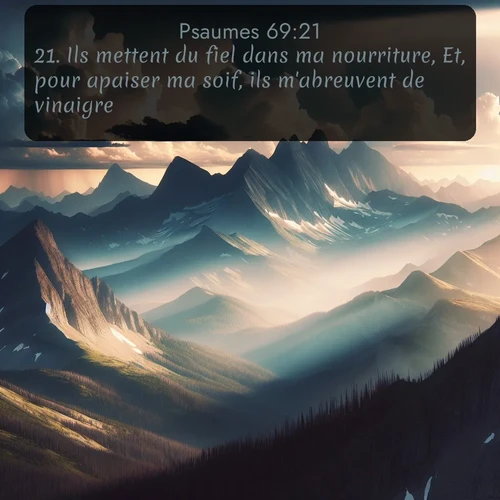 Segond Psaumes  ; image nature: image avec le verset biblique :Ils mettent du fiel dans ma nourriture, Et, pour apaiser ma soif, ils m&#039;abreuvent de vinaigre. ;  ; 69:21