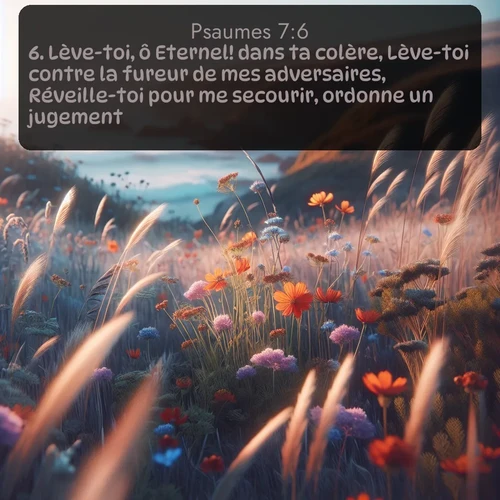 Segond Psaumes  ; image nature: image avec le verset biblique :Lève-toi, ô Eternel! dans ta colère, Lève-toi contre la fureur de mes adversaires, Réveille-toi pour me secourir, ordonne un jugement! ;  ; 7:6