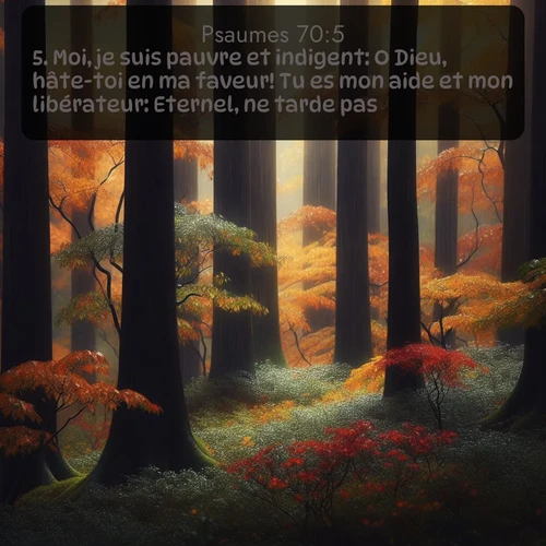 Segond Psaumes  ; image nature: image avec le verset biblique :Moi, je suis pauvre et indigent: O Dieu, hâte-toi en ma faveur! Tu es mon aide et mon libérateur: Eternel, ne tarde pas! ;  ; 70:5