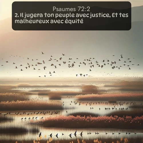 Segond Psaumes  ; image nature: image avec le verset biblique :Il jugera ton peuple avec justice, Et tes malheureux avec équité. ;  ; 72:2