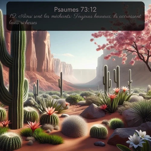 Segond Psaumes  ; image nature: image avec le verset biblique :Ainsi sont les méchants: Toujours heureux, ils accroissent leurs richesses. ;  ; 73:12