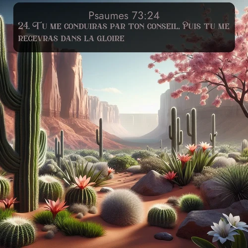 Segond Psaumes  ; image nature: image avec le verset biblique :Tu me conduiras par ton conseil, Puis tu me recevras dans la gloire. ;  ; 73:24