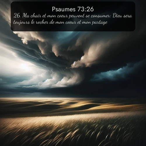 Segond Psaumes  ; image nature: image avec le verset biblique :Ma chair et mon coeur peuvent se consumer: Dieu sera toujours le rocher de mon coeur et mon partage. ;  ; 73:26