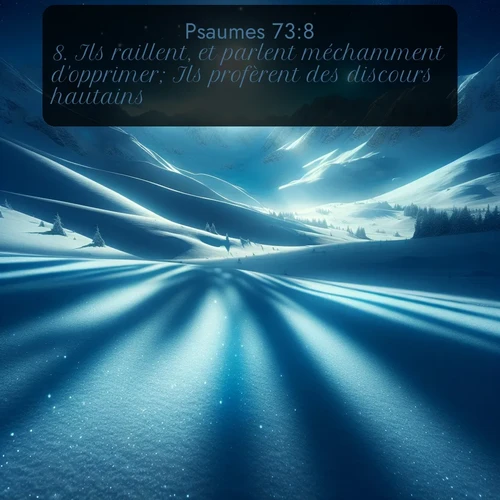 Segond Psaumes  ; image nature: image avec le verset biblique :Ils raillent, et parlent méchamment d&#039;opprimer; Ils profèrent des discours hautains, ;  ; 73:8