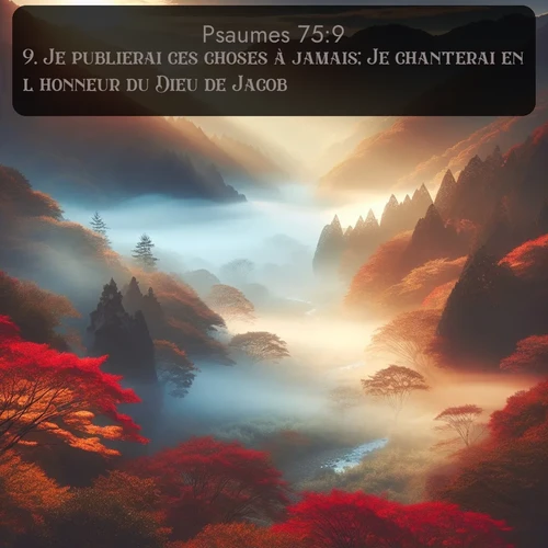 Segond Psaumes  ; image nature: image avec le verset biblique :Je publierai ces choses à jamais; Je chanterai en l&#039;honneur du Dieu de Jacob. - ;  ; 75:9