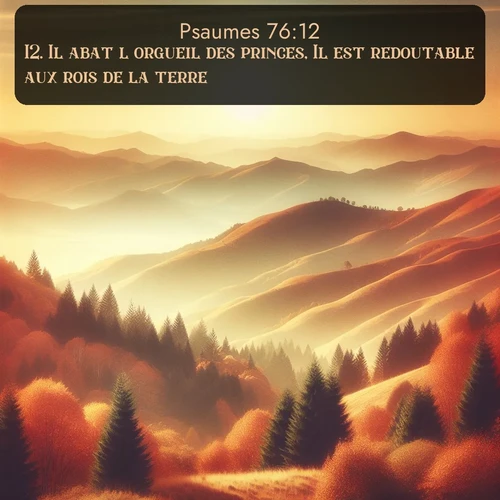 Segond Psaumes  ; image nature: image avec le verset biblique :Il abat l&#039;orgueil des princes, Il est redoutable aux rois de la terre. ;  ; 76:12