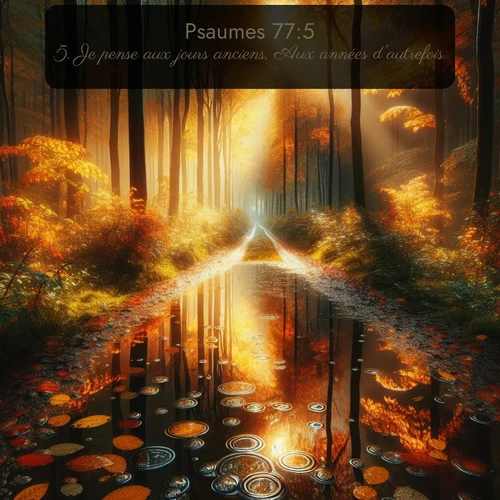 Segond Psaumes  ; image nature: image avec le verset biblique :Je pense aux jours anciens, Aux années d&#039;autrefois. ;  ; 77:5