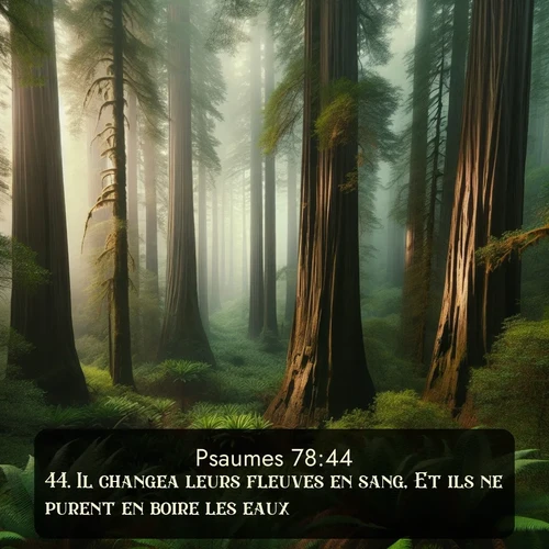 Segond Psaumes  ; image nature: image avec le verset biblique :Il changea leurs fleuves en sang, Et ils ne purent en boire les eaux. ;  ; 78:44
