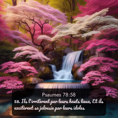 Segond Psaumes  ; image nature: image avec le verset biblique :Ils l&#039;irritèrent par leurs hauts lieux, Et ils excitèrent sa jalousie par leurs idoles. ;  ; 78:58