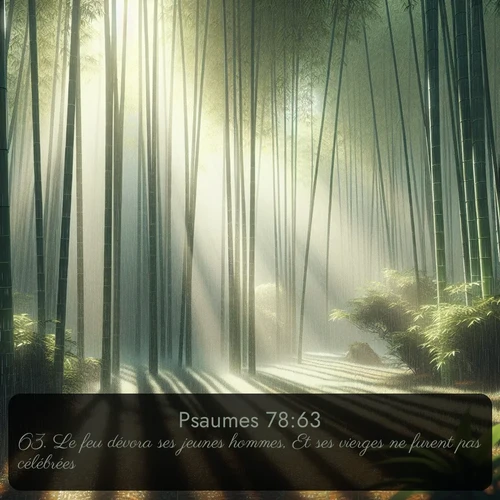 Segond Psaumes  ; image nature: image avec le verset biblique :Le feu dévora ses jeunes hommes, Et ses vierges ne furent pas célébrées; ;  ; 78:63