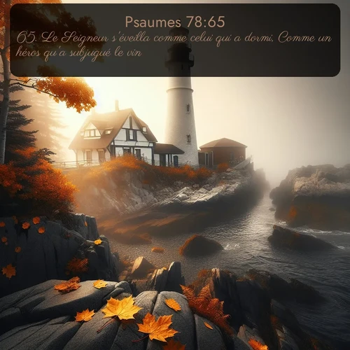 Segond Psaumes  ; image nature: image avec le verset biblique :Le Seigneur s&#039;éveilla comme celui qui a dormi, Comme un héros qu&#039;a subjugué le vin. ;  ; 78:65