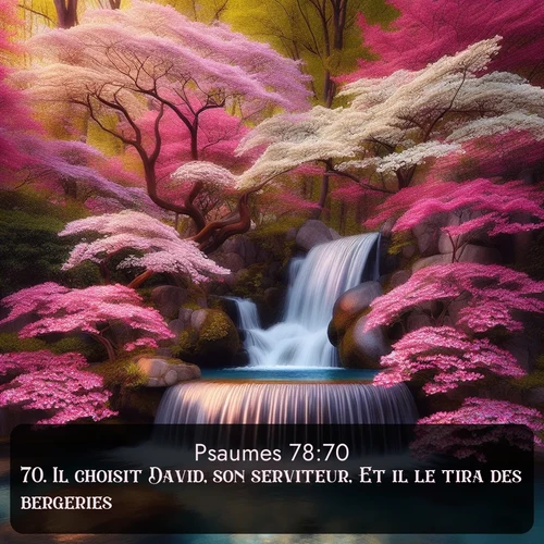 Segond Psaumes  ; image nature: image avec le verset biblique :Il choisit David, son serviteur, Et il le tira des bergeries; ;  ; 78:70